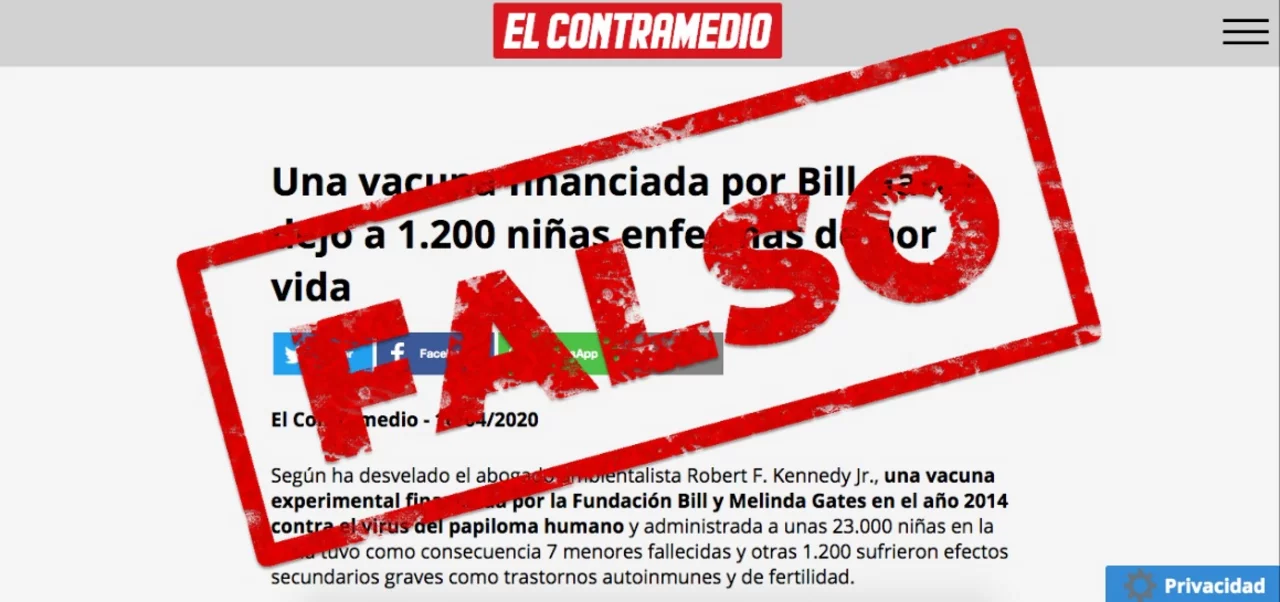 Es falso que una vacuna financiada por Bill Gates enfermó a 1.200 niñas en India