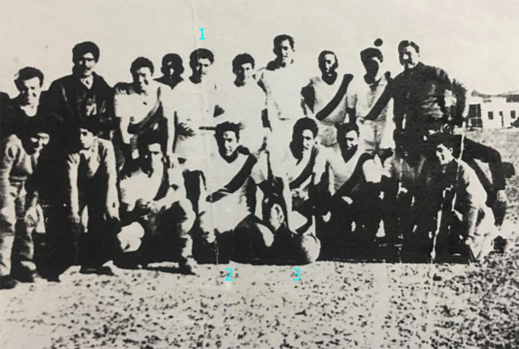 Cañadón Perdido en una imagen que data de la década de 1950: 1-Manuel Espinoza; 2- Marcelo Espinoza y 3- Miguel A. Espinoza (Crédito foto: Manuel Espinoza (hijo))