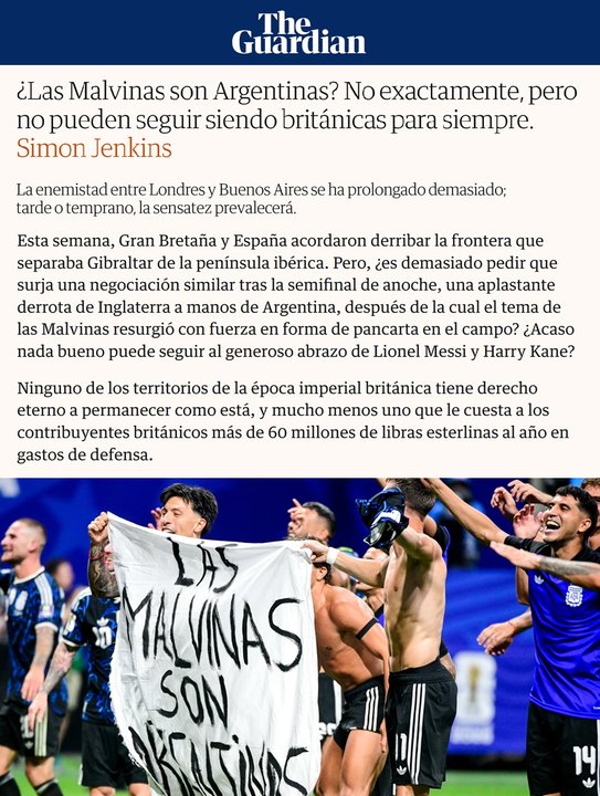 The Guardian: el Reino Unido debe retomar negociaciones por las Malvinas