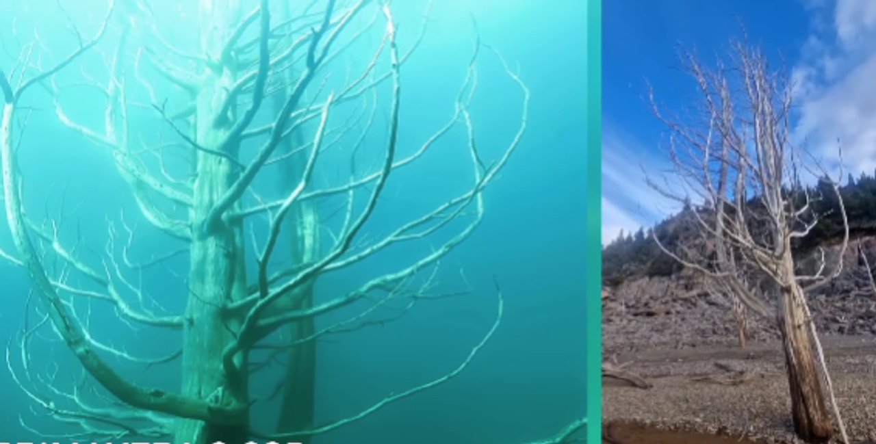 Desciende 20 metros el embalse Amutui Quimey y revela estructuras ocultas