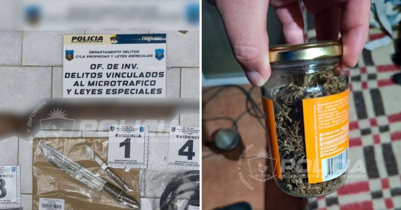 Allanamiento en Centenario: secuestraron armas, droga y una soldadora robada
