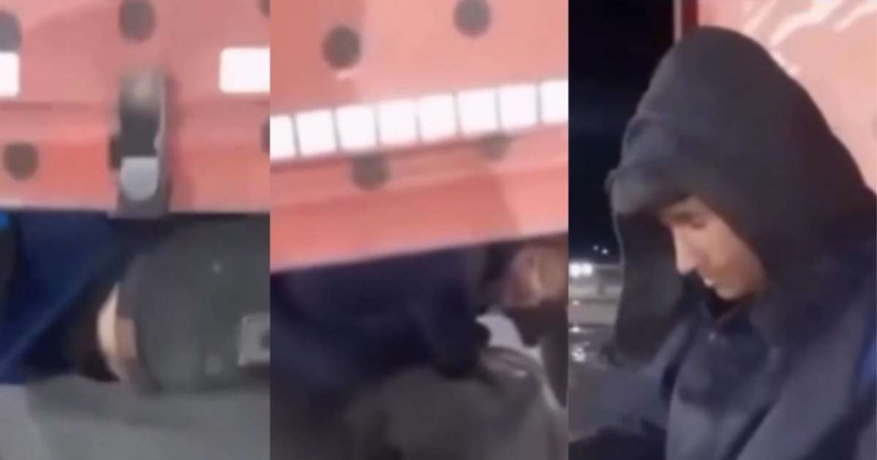 Un camionero encontró a un hombre viajando colgado de su camión en Roca