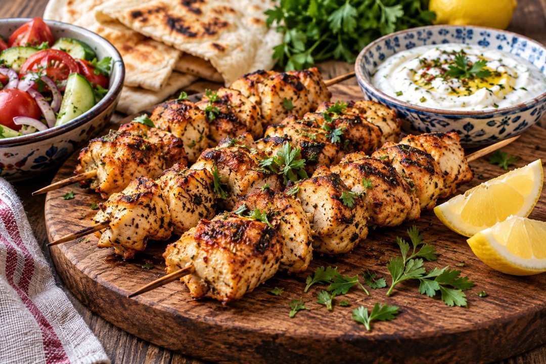 Receta de brochettes de pollo al estilo turco con yogur y especias